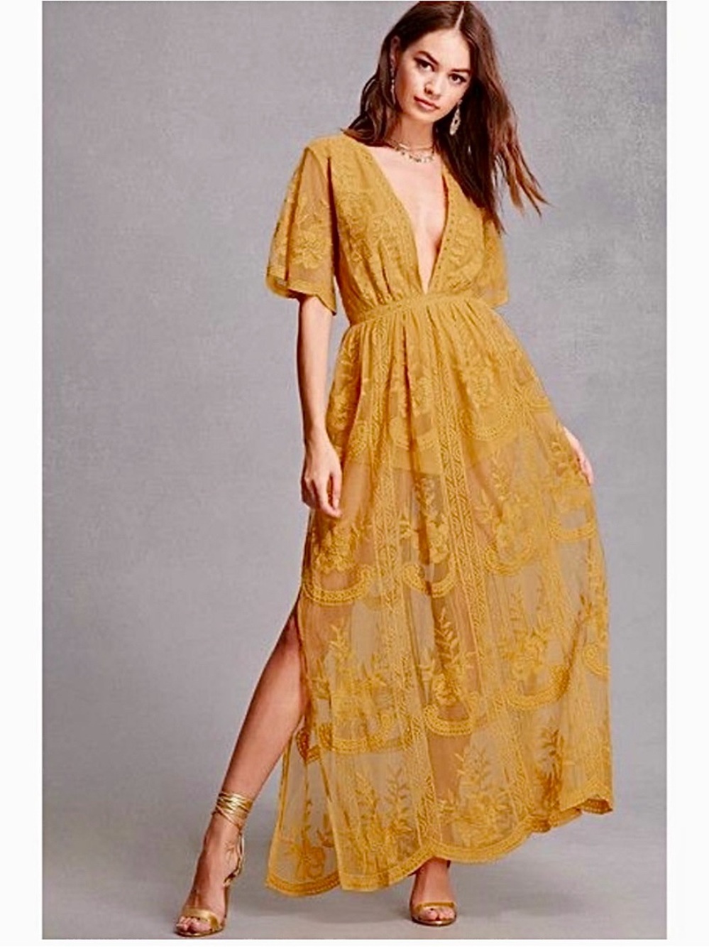 Honey Punch Lace Boho Chic Maxi Romper | SMALL | NWOT